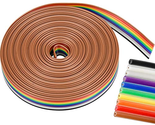 6 M 10 Pin Rainbow Color Flat Ribbon Cable, 1.27mm Flat Ribbon Cable for 2.54mm Connectors