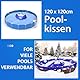 AISunGoo 120 x 120cm Poolkissen Winter, Luftkissen Rund zur Poolabdeckung, Luftkissen inkl. Reparaturkit, Blau Poolpolster Winterkissen mit Sicherheitsventil
