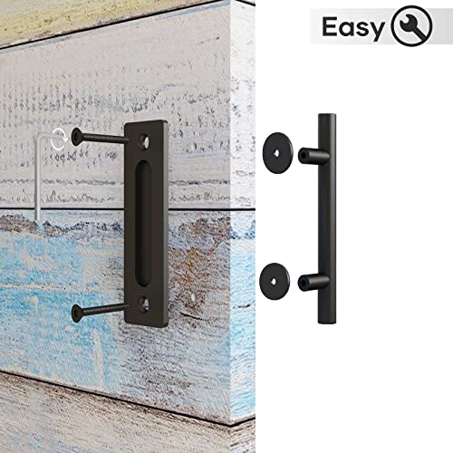 Klassische rustikale Schiebetürbeschläge für große Öffnung und zwei Öffnungen Rund Handle-Round schwarz