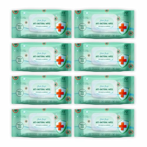 Image of Antibacterial Germ Protecion Wet Wipes | 576 Wipes (72 Pulls x 8 Packs) | Alcohol-Free & Skin-Friendly | For Hands, Face, Surfaces & Travel Hygiene