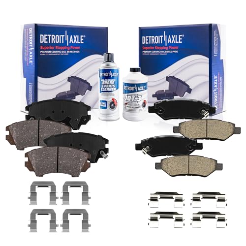 Image of Detroit Axle - 3.6L Brake Pads for 2010-2015 Chevrolet Camaro Ceramic Brake | Pads w /Hardware 2011 2012 2013 2014 Front and Rear Replacement Brakes