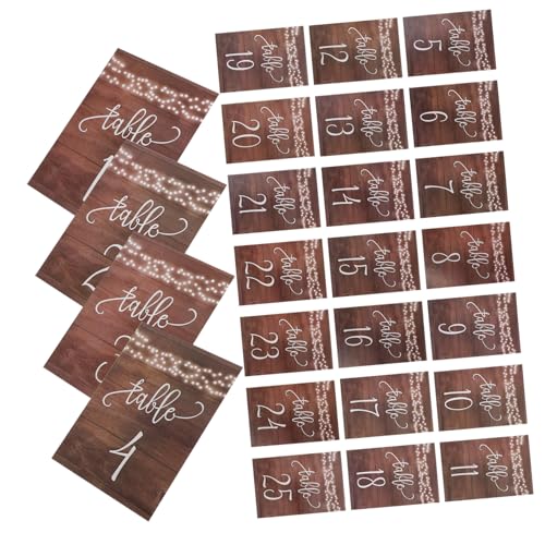 Alipis 25pcs Wooden Table Numbers for Wedding Party Classic Style Desk Signs 1-25 Numbers