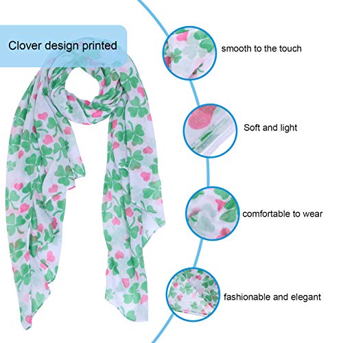 KESYOO St. Patrick Day Four Leaf Clover Cachecol Shamrock Shawl Wrap Cachecol Irlandês Trevo para Mu