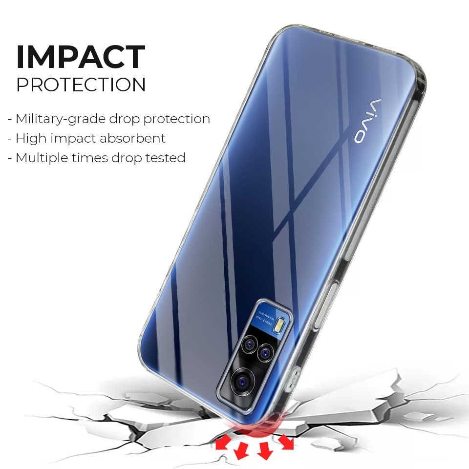 Image of Jkobi Back Cover Case for Vivo Y53s 4G (Silicone Crystal Clear | Pure Camera Protection | Soft and Flexible for Charger and Headphone sockets | Shockproof Bumpers | Transparent)