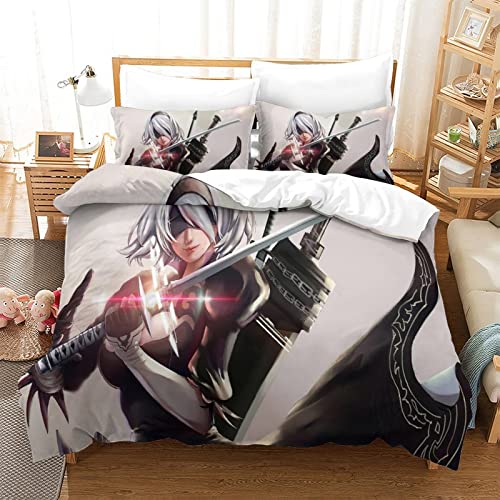 Nier Automata - Juego de funda de edredón y funda de almohada para niños, antihumedad, hipoalergénico, 140 x 200 cm