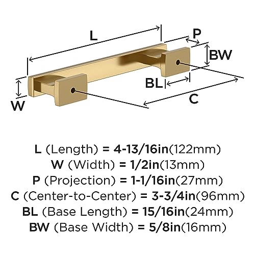 Image of Amerock 10 Pack 3-3 /4 inch Triomphe Champagne Bronze Drawer Pull | 3-3 /4 inch (96mm) Center-to-Center Mounting Distance and 4-13 /16 inches Overall Length, Durable Zinc Cabinet Hardware