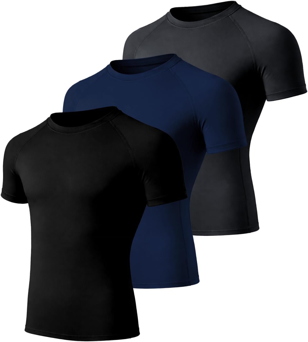 3 Pack Boys' Quick Dry Compression T-Shirts Short Sleeve, Kids Athletic Sports Base Layer Undershirts