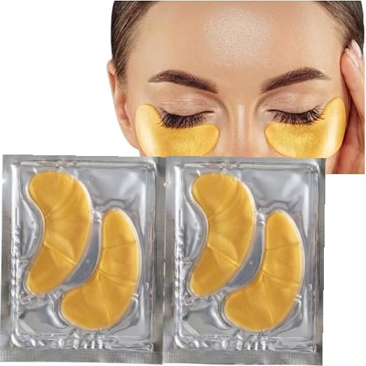 Kit 2x Máscara de Colágeno para Olhos Adesivo em Gel Cristal Dourado Hidratante Anti-Idade Reduz Olheiras e Linhas Fina Cuidados com a Pele dos Olhos Premium