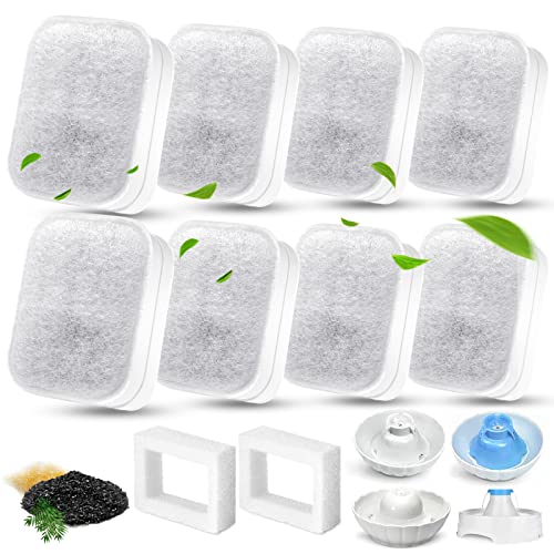 Filtros para Fuente de Agua para Gatos, Petilog 8 Carbón y 2 Esponjas