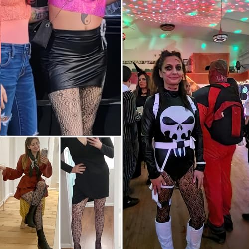 Buauty 3 Pcs Lace Patterned Fishnet Tights for Women Black Fishnets Leggings Lace Tights4