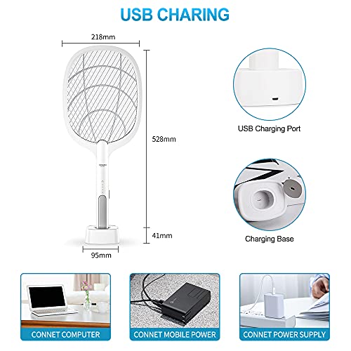 DANGZW Elektrische Vliegenmepper, 2 in 1 3000V USB Oplaadbare Elektrische Vliegenmepper met Oplaadbasis, Elektrische… - Image 7