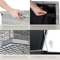 tectake® Aluminium Polyrattan Aufbewahrungsbox mit Deckel, 750L, Gartenkiste wetterfest, Gartenbox mit Gasdruckfedern, Garten Auflagenbox, UV-beständig, rostfrei, Stauraum, 145x82,5x79,5 cm - hellgrau – Ansicht 5