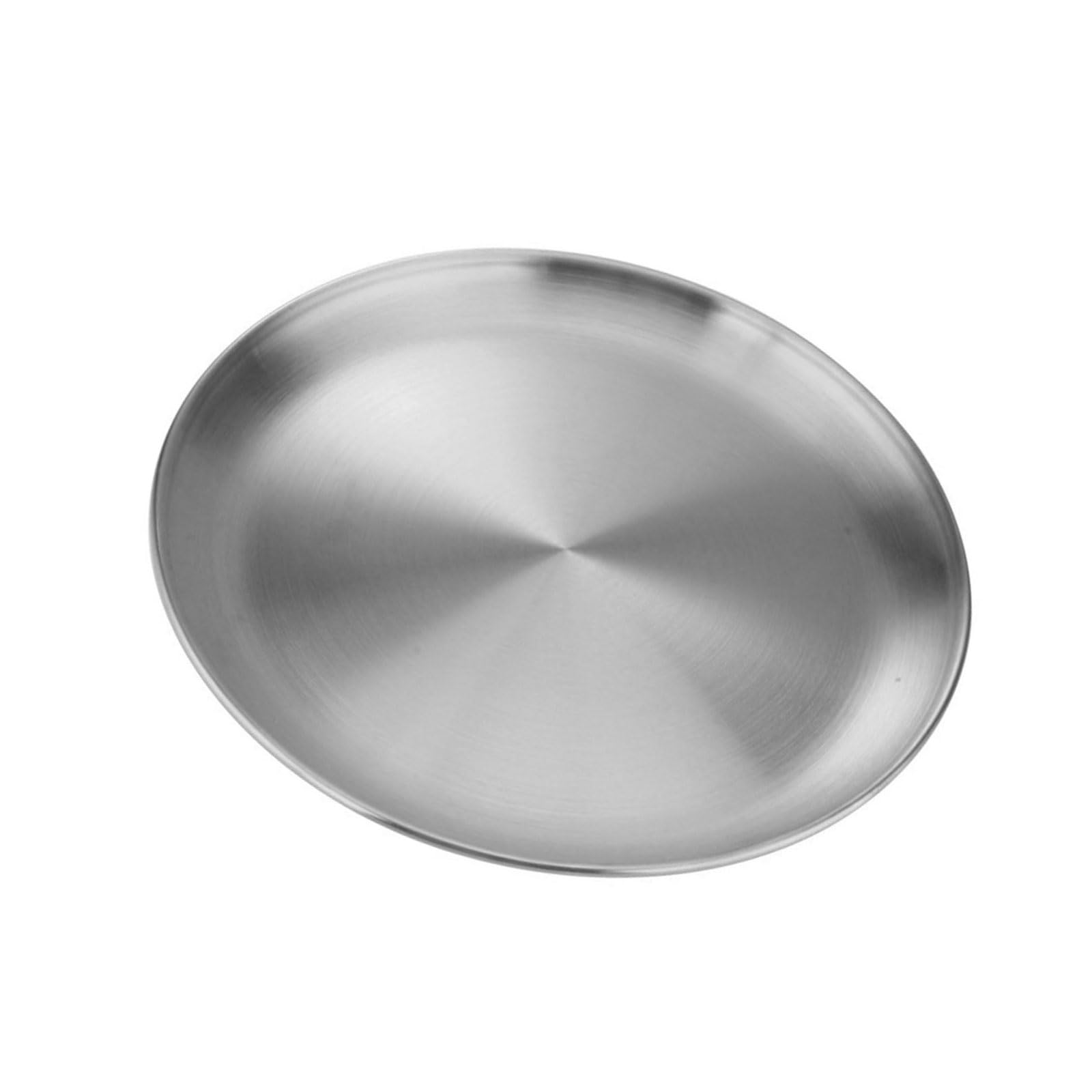Tsophreniq Premium Stainless Steel Round Trays Dishwasher Safe Rusts Resistant BBQ Serving Plates Rustproof Camping Trays Stainless Steel Serving Tray