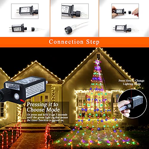 Qulist Colored Christmas Decoration Dipper Star String Lights,315 Led Christmas Tree Lights[8 Modes & Waterproof],With 11 Inch Lighted Star For Halloween Xmas New Year Holiday Birthday thumb #1