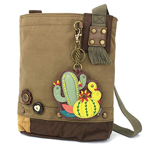 Chala Patch Cross-Body Women Handbag, Canvas Messenger Bag - Olive