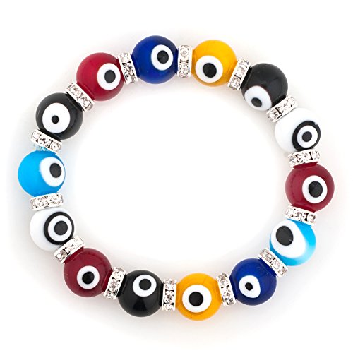 CharmSStory Evil Eye Bracelet Beads 10mm Stretch Synthetic Crystal for Girl Gifts