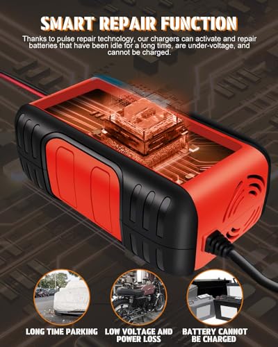 Image of 10Amp Car Battery Charger, 12v Battery Charger with LCD Screen, 7 Charge Stages, Trickle Charger for Car Battery, Temperature Compensation, for Truck Motorcycle, WET & GEL Lead Acid Batteries