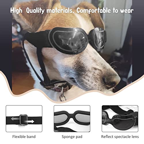 Pedomus Dog Sunglasses Small Dog Goggles Doggles Dog Glasses For Small Dogs Adjustable Band Black #TOP3