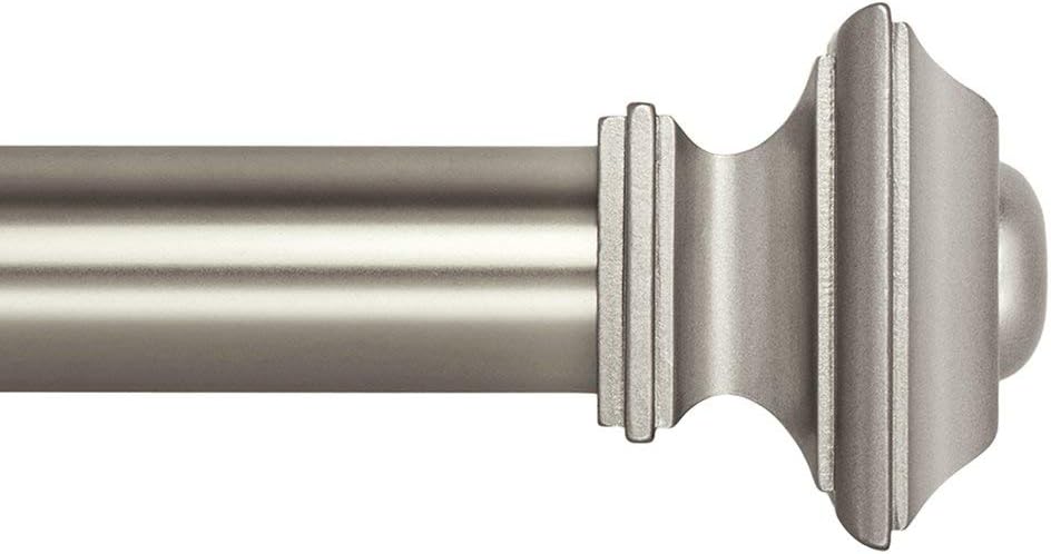 Square Designed Style Window Side Curtain Rod, 1 1/8 inch Diameter. 16 to 28 Inch - Satin Nickel