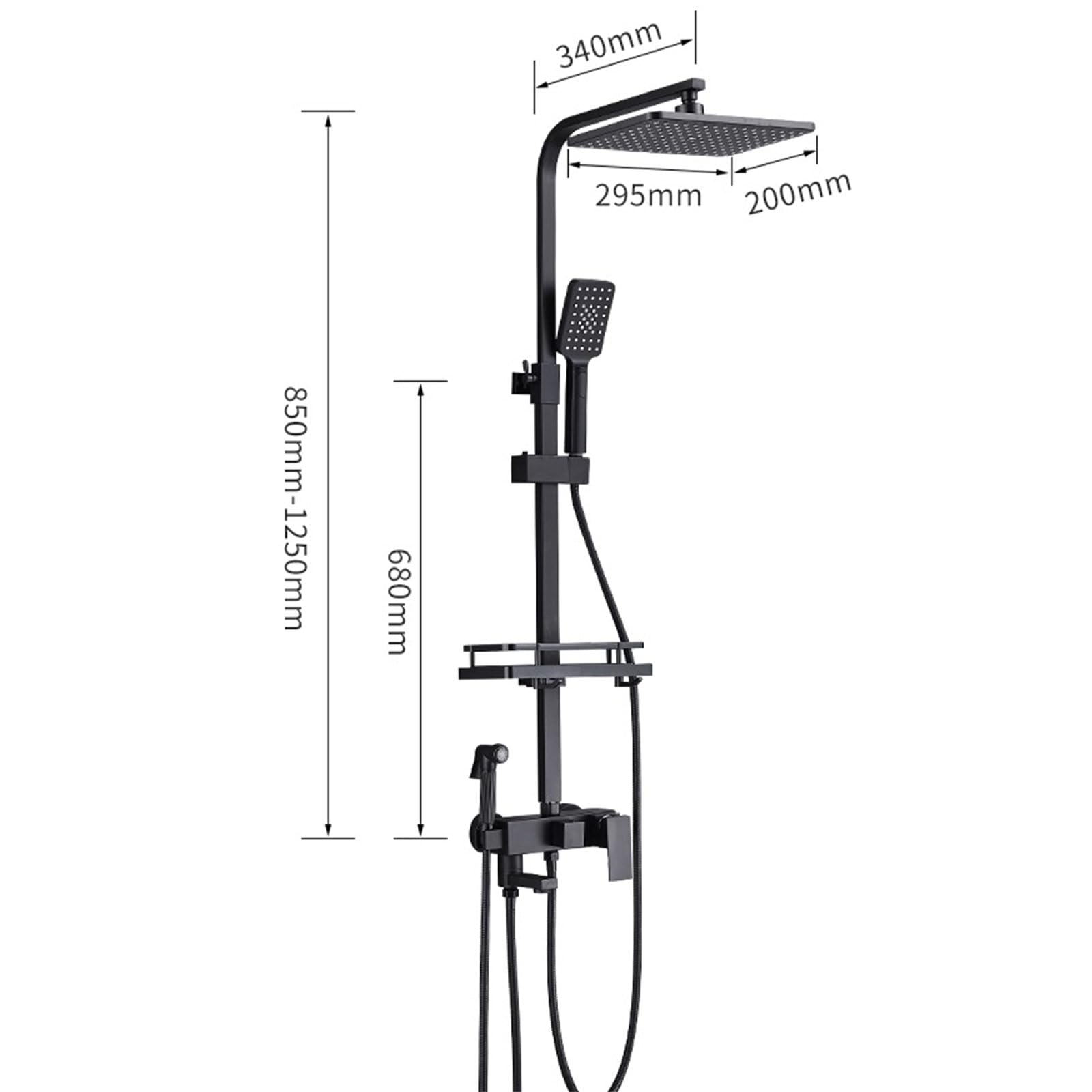 Columna de Ducha,Duchas de Baño con Cabezal Cuadrado (Plateado-3 Marcha) | Duchas de Baño Columna y Mango Ducha,3 / 4 Modos,Altura Ajustable,Cabezal,Chorro,Grifo,Acero Inoxidable