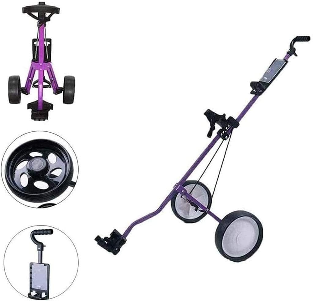 Carrello da Golf Leggero Carrello da Golf Pieghevole a 2 Ruote Facile da trasportare con Pannello Multifunzionale, Realizzato in Lega di Alluminio
