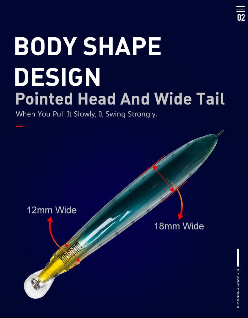 KINGDOM 6 Colors Minnow Lure 120/130mm Floating Fishing Bait 23/30g Strong Noise and Special Swimming Style Integrated Steel Wire Inside The Body Laser Eye-catching Appearance Fishing Plugs