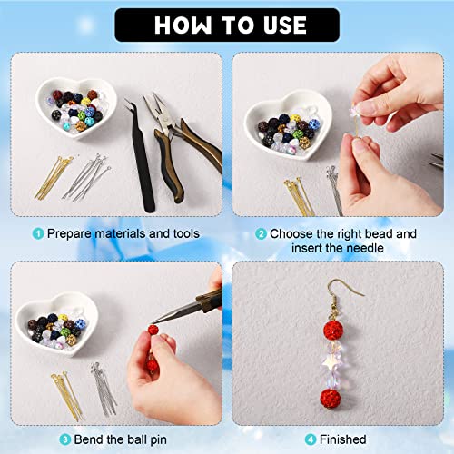 500 Pieces Eye Pins 50 Mm Jewelry Making Pin Heads Eye Jewelry Head Pins For Jewelry Making Diy Ball Head Pins For Craft Earring Bracelet Jewelry Making Accessories Supplies (Gold, Silver) #TOP2