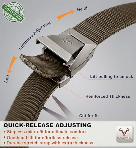Image of BULLIANT Stretch Tactical Web Belt For Men-Trimmable 1.5 inch-Adjustable Fit | Smooth Sliding | Adjustable for Precise Fit | Tailored Size | Rugged Nylon for Heavy Duty, Hiking, Hunting