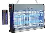 matamoscas electrico para exterior CONTROL EFECTIVO DE MOSCAS E INSECTOS - El eliminador de insectos y bichos cuenta con dos bombillas ultravioletas de alta intensidad de 10 vatios y una cobertura de 360°, difundiendo la luz en cuatro direcciones que atrae a todos los molestos insectos voladores hacia el dispositivo. Los insectos entran en contacto con una rejilla metálica de alto voltaje cargada eléctricamente, que los mata instantáneamente. Elimina una cantidad ilimitada de insectos. ¡Deshágase de todos los insectos y bichos vo