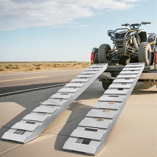 AUTOSAVER88 2pcs 6000lbs 72" x 15" Aluminum Trailer Ramps, Loading Ramps Car ATV Truck Auto Hauler Knife & Hook Ends