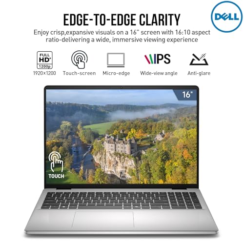 Image of 2026 Dell 16 Touchscreen Laptop Computer, 16 inch FHD+ Touch Screen Student&Business Laptop PC, Intel 10-Core 7 (Beat i7-1355U), 32GB DDR5 1TB SSD, Windows 11 Pro, Backlit Keyboard,Fingerprint,Wi-Fi 6E