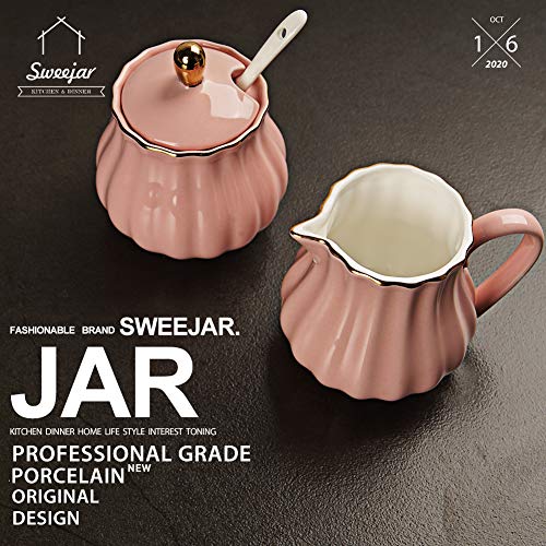image for SWEEJAR Royal Ceramic Sugar and Creamer Set, 3 Piece Set with Cream Pi