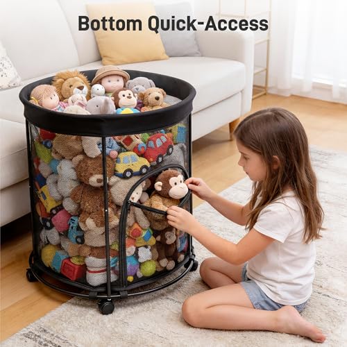 HENMI-Upgraded-Round-Sports-Ball-Storage-Cart-Rolling-Ball-Holder-with-Wheels-for-Basketball-Storage-Outdoor-Toy-Storage-Metal-Bin-for-Garage-School
