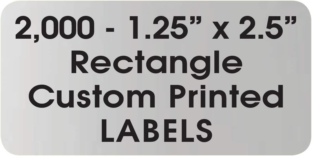 Printed Labels, Brand Packaging Custom 1.25" x 2.5" Rectangle Product Stickers Roll, One Ink Color, Personalized - (Made in The USA) (2000)