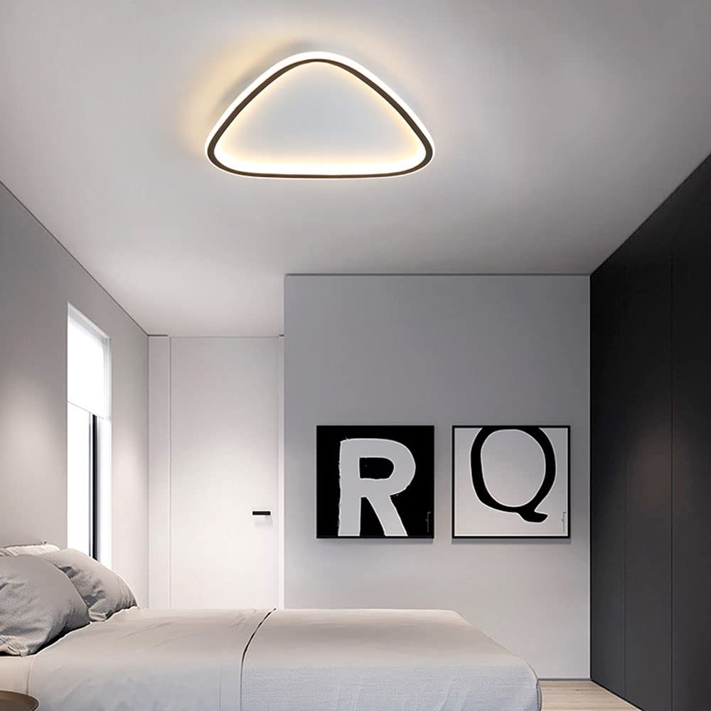 Lampy wiszące, oprawa sufitowa LED do montażu podtynkowego, kreatywna lampa metalowa do modelowania trójkątów, trójkolorowe przyciemnianie, lampy dekoracyjne do korytarza do sypialni (40 cm) LWX