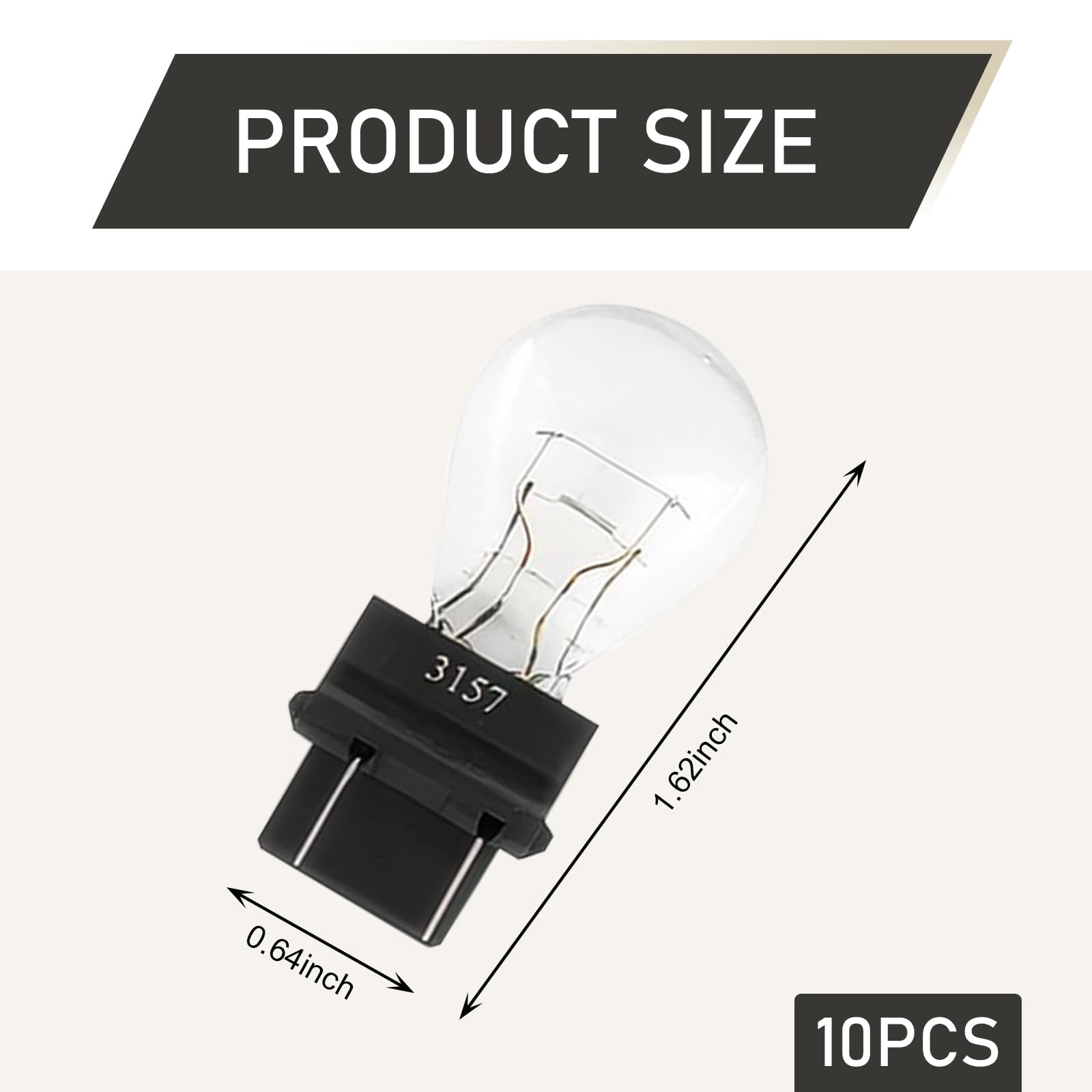 waswale Pack-10 Car 3157 12V 21/5W Brake Light Bulb, Waterproof 360 Degrees Super Bright Lighting Accessory, Micro Quartz Glass Double Wire Plug and Play Light Bulb, Universal for Most Cars (White)