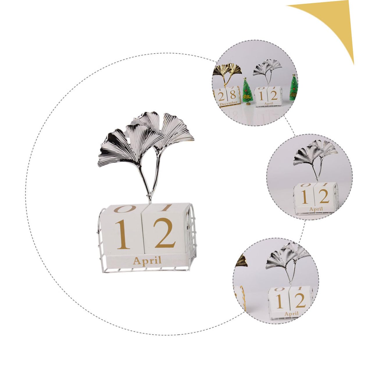 Tofficu 4 Stück Ginkgo-blatt-tischkalender Stehender Blockkalender Standkalender Countdown- Desktop-ornament Dekoration Tischdekoration Für Weihnachten Holz