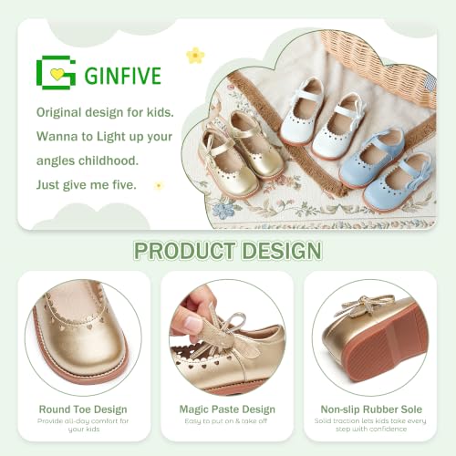 Image of GINFIVE Toddler Girls Dress Shoes Little Kids Flats School Mary Janes Shoes
