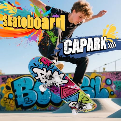 Image of Skateboards for Beginners Adults Youths Teens Kids Girls Boys 31 Inch Pro Complete Skate Boards 7 Layer Canadian Maple Double Kick Concave Longboards