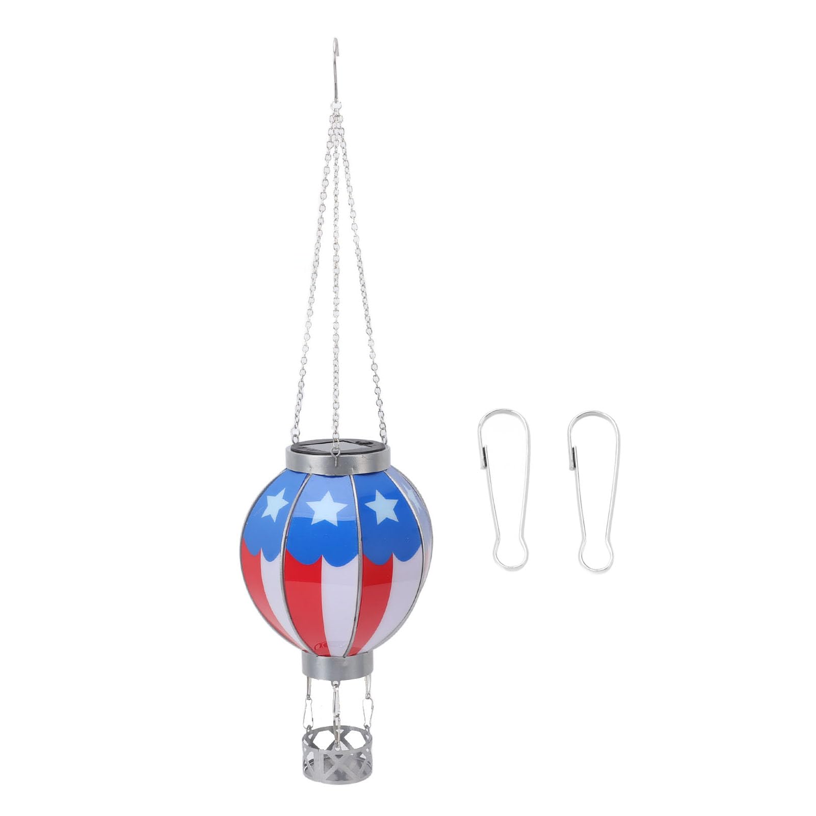 Hot Air Balloon Solar Lantern, Versatile Iron Patriotic Flag Pattern Hanging Solar Light Outdoor Small Hot Air Balloon Shape Solar Lantern for Outdoor Garden Yard Decor