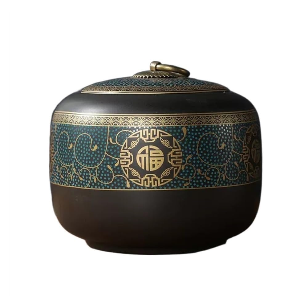 CHENGAIJIAN Tea Canister Porcelain Tea Canister Airtight Ginger Jar for Loose Tea, Coffee, Sugar(Green,S)