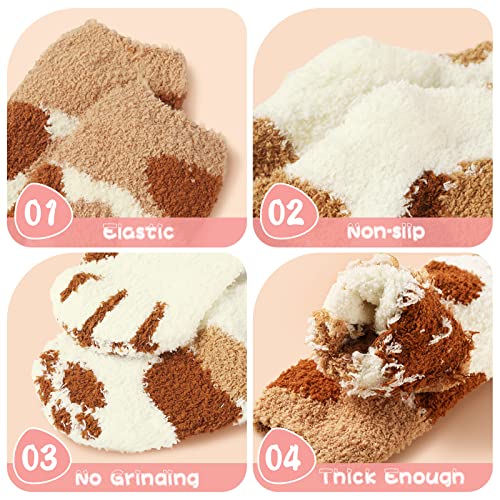 5 Pairs Fuzzy Cat Socks - Warm, Fluffy, Plush Winter Socks for Women3