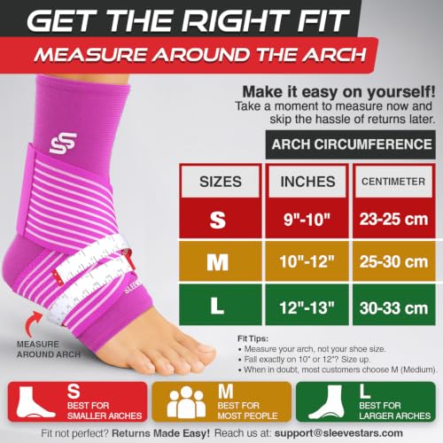 Image of Sleeve Stars Ankle Brace for Women & Men, Ankle Wrap for Sprained Ankle, Compression Sleeve for Plantar Fasciitis Relief, Easy Customizable Support: w /Removable Strap (Pair /M:10 inch-12 inch /Hot Pink)