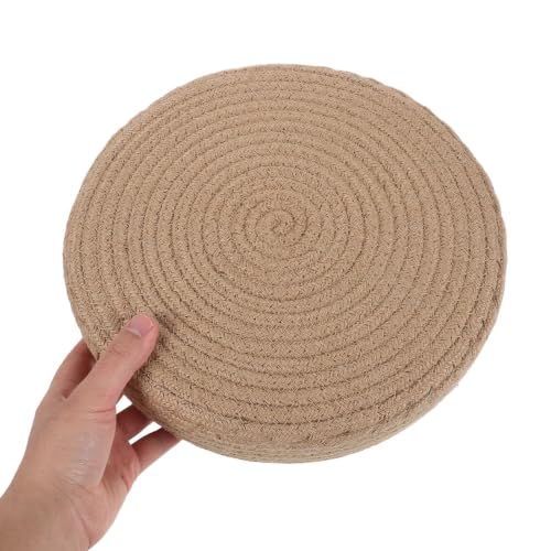 Cojín tatami japonés redondo contra dolor de espalda al meditar en el suelo beige 5