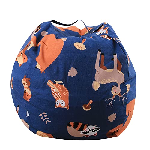 Treer Kids Soft Toy Storage Bag Stylish Printed Bean Bag Seat Chair...