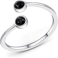 Vista 8 de Silver Open Ring Adjustable Statement Ring with Turquoise Obsidian Jewelry for Women Beautiful Double Gemstone Ring for Gift