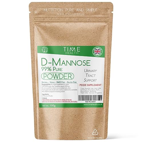 D-Mannose Powder - 100g - 99% Pure - Naturally Occurring Sugar - UK Made - GMP Standards - Vegan (100g Powder Pouch)