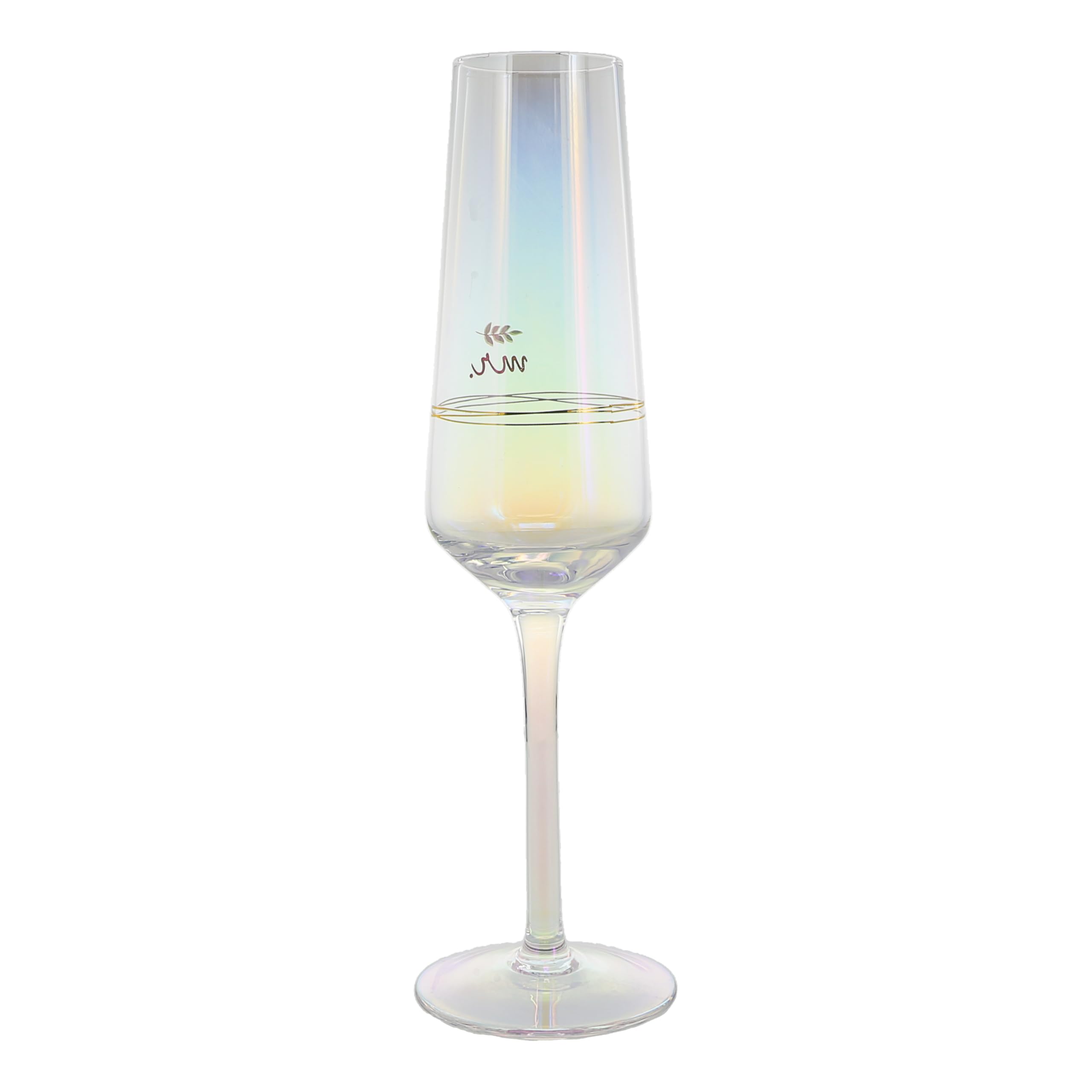 Pavilion Gift Company - Mr. - Flûte à champagne en verre irisé de 237 ml, verre de mariage et flûte à grille-pain, cadeau de mariage pour couple, 1 pièce (lot de 1), 7,6 x 7,6 x 25,4 cm