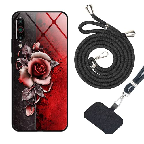 vingarshern Glass Funda para MEIZU 16T Carcasa Silicona Suave Marco,Meizu 16T Funda de Vidrio Templado con Patrón,Anti-Choque Cubierta Case Meizu 16T Funda con Cuerda,Patrón 09