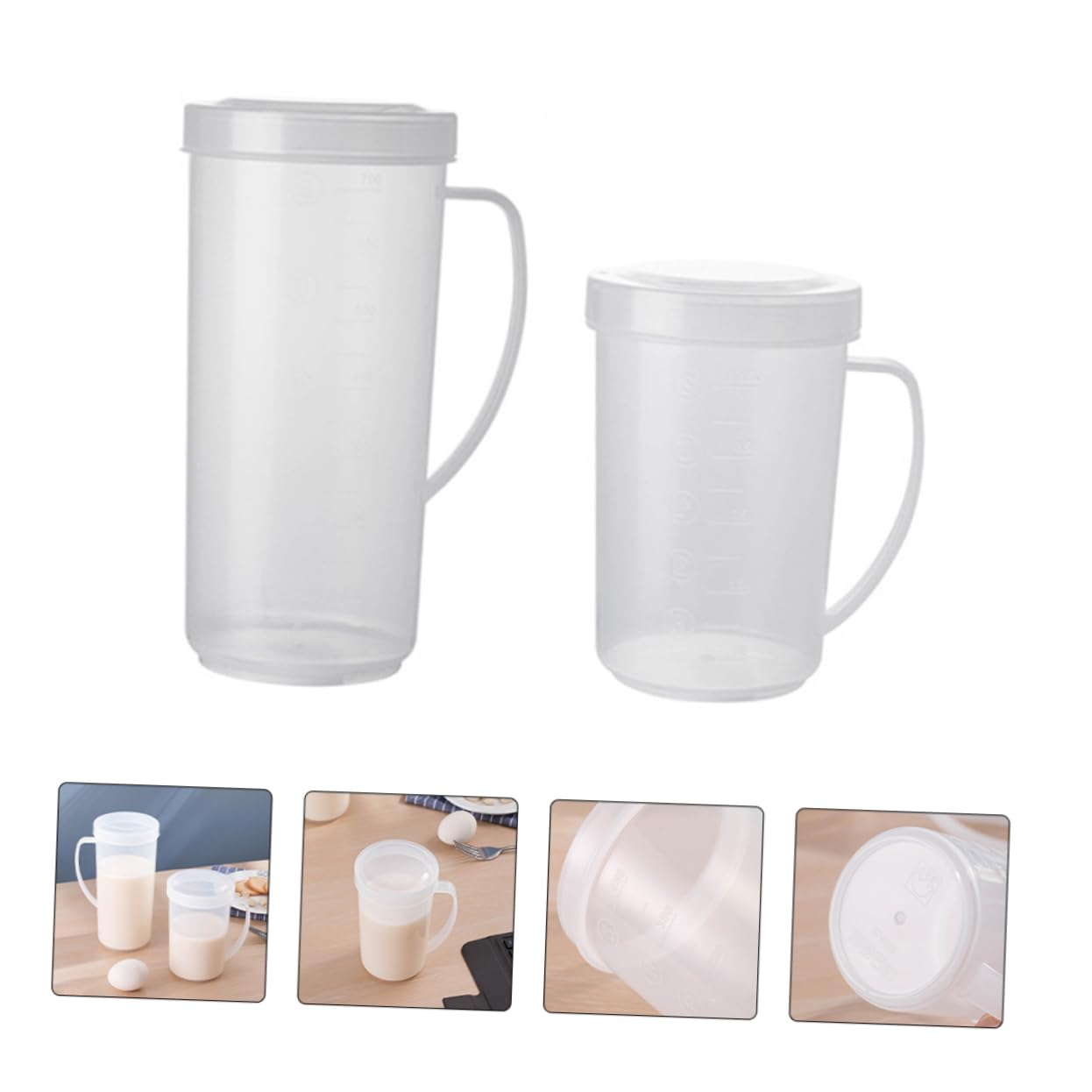 MAGICLULU 6 Pezzi Tazza Brocca Trasparente Con Coperchio Dosatore Per Cottura Al Forno Pentola Per Succo Microonde Misurino Tazza Distributore Di Acqua Calda Brocca Per Acqua Riutilizzabile